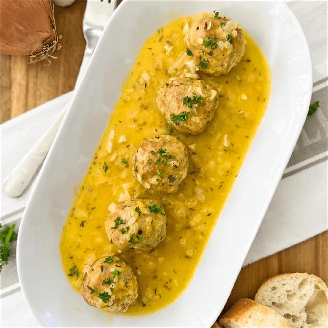 INCREDIBLE White Bean Meatballs | Spanish-Style in Onion Sauce
