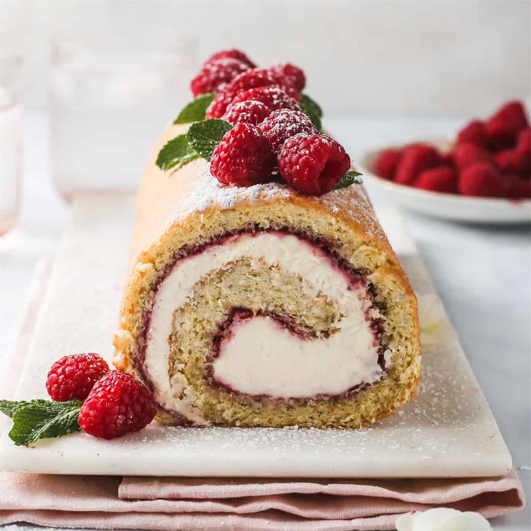 Raspberry Swiss Roll with step by step photos