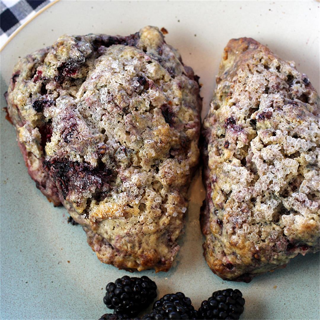 Blackberry-rye cream scones