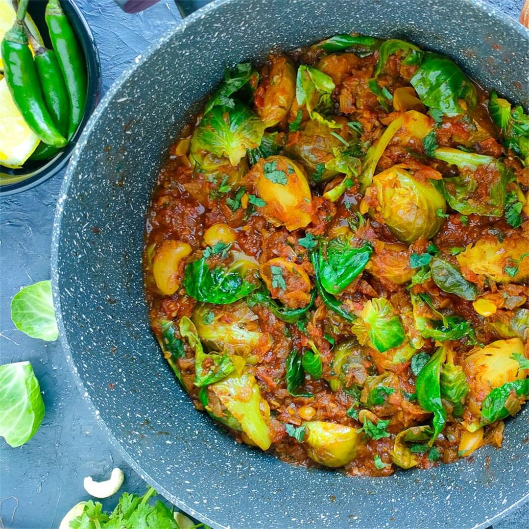 Easy One Pot Brussels Sprouts Curry (Indian Spiced)