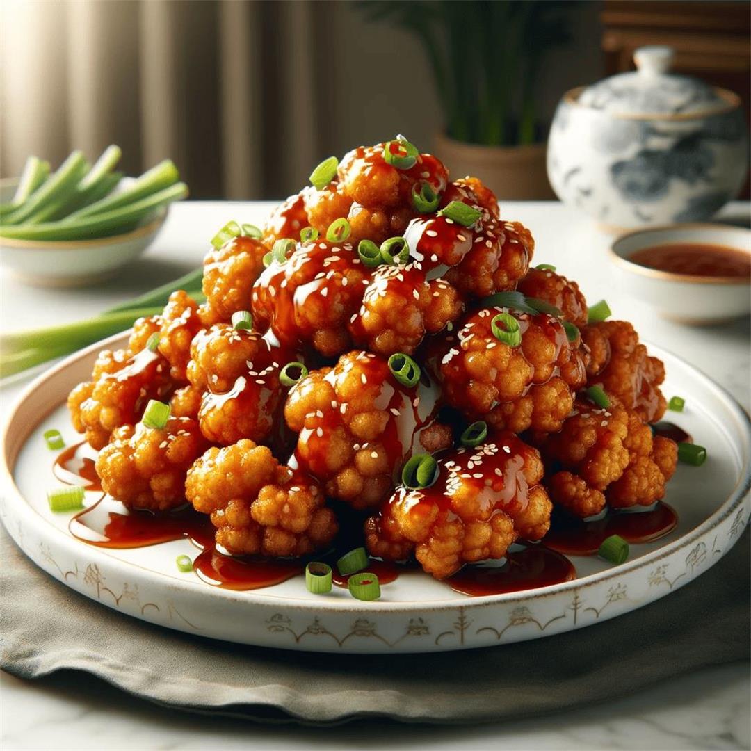 Crispy Air-Fried Tso's Cauliflower Delight