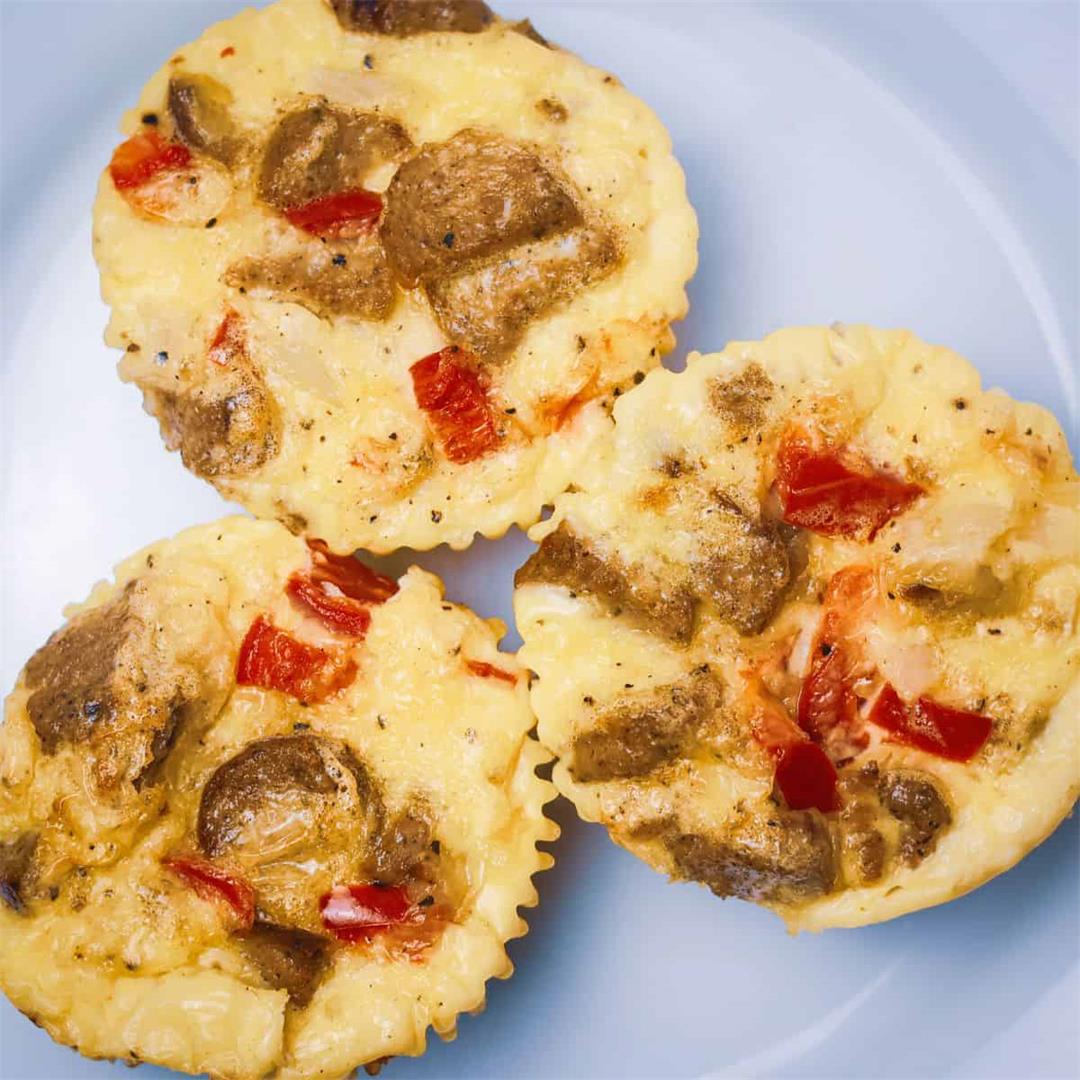 Keto Egg Bites With Turkey Sausage and Pepper Jack Cheese