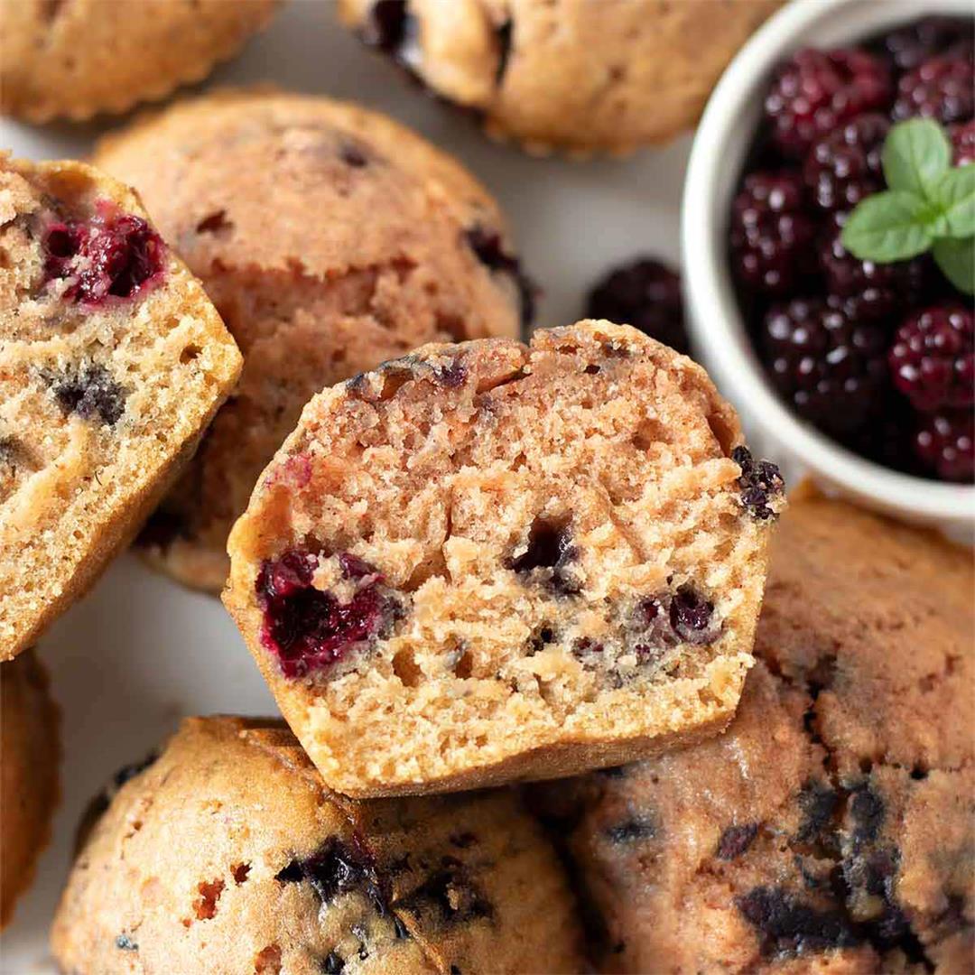 Vegan Blackberry Muffins (1 Bowl, No Eggs)