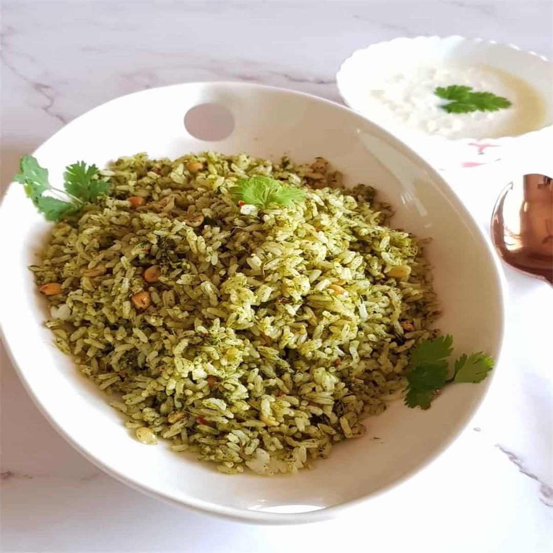 Kothamalli Sadam (Coriander Rice) Without Onion And Garlic