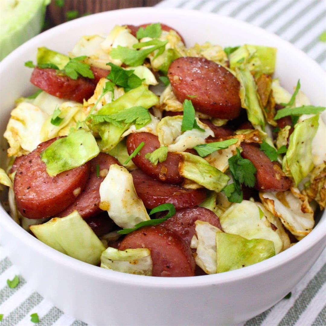 Quick Air Fryer Cabbage and Sausage