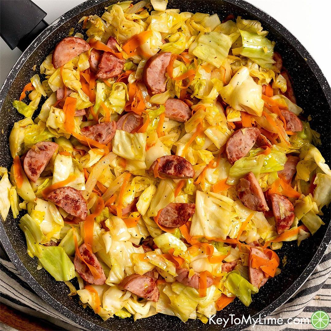 BEST Cabbage and Sausage {with VIDEO}