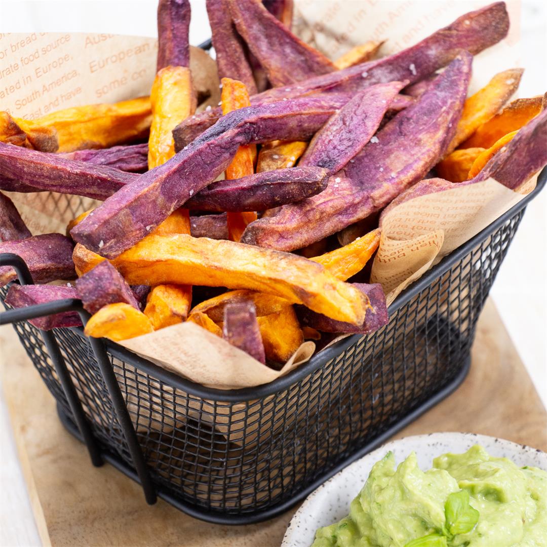 Bicolored Sweet Potato Fries in the Air Fryer • Little Nomads R