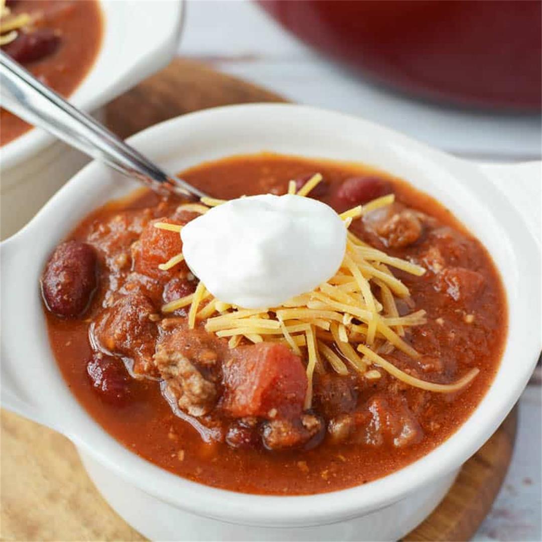 This Dutch Oven Chili recipe is an Easy Dinner!
