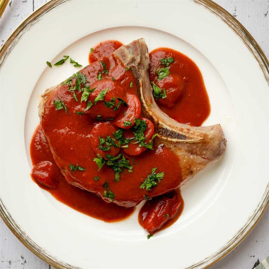 Perfect Sous Vide Bone-In Pork Chops with Tomato Glaze