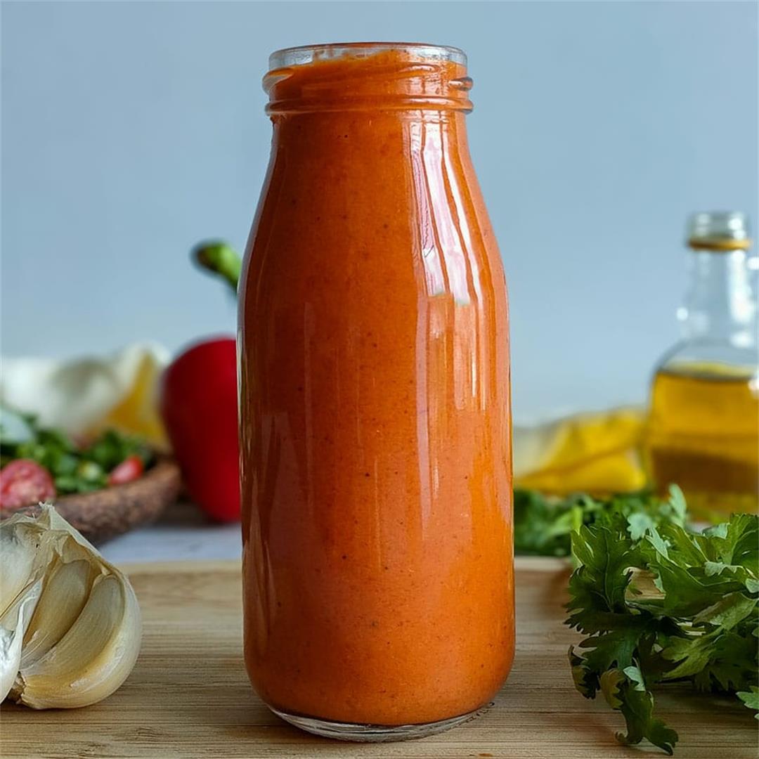 Simple Roasted Red Pepper Dressing for Salad