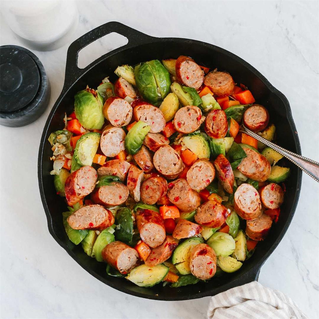 Sausage with Brussels Sprouts Skillet