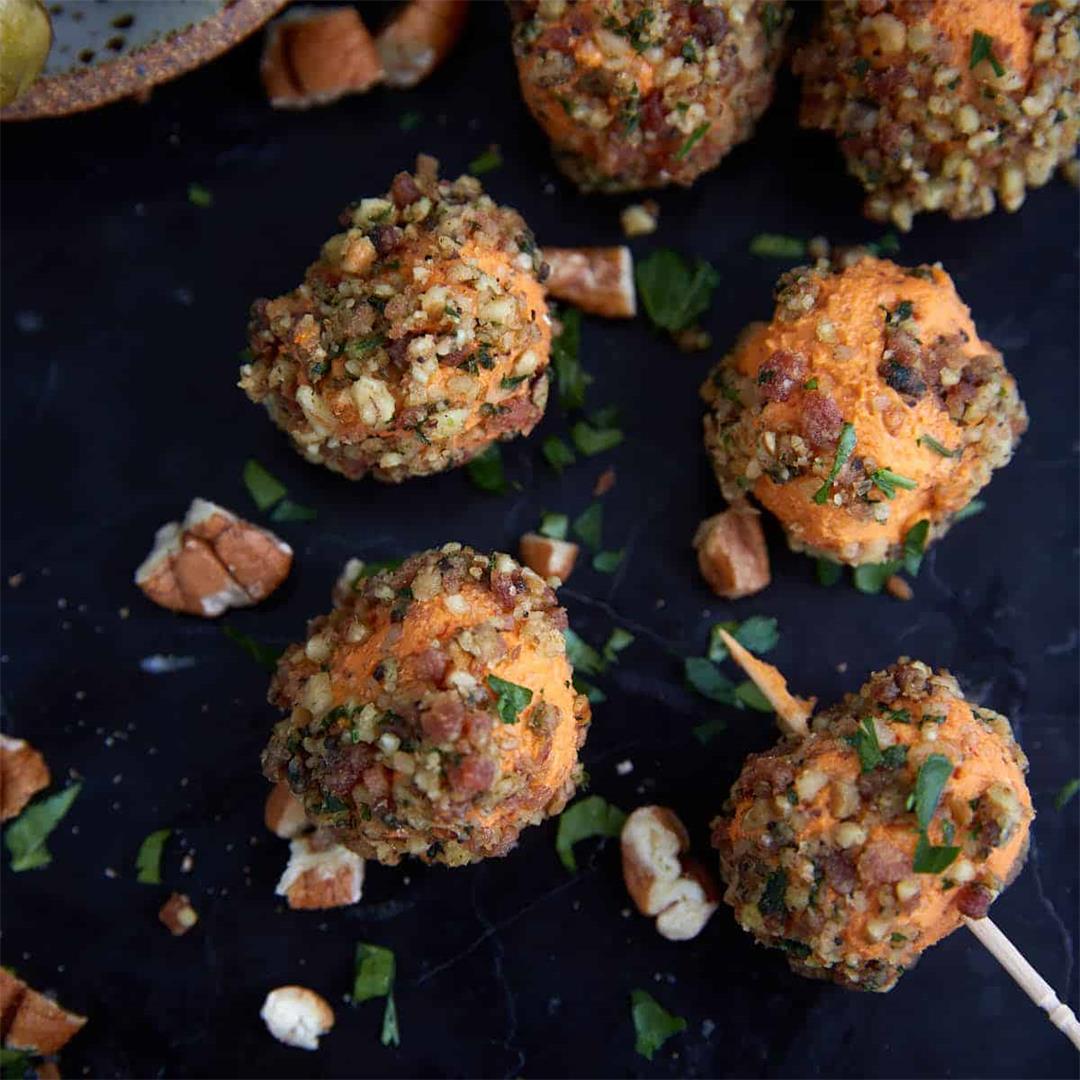 Mini Pimento Cheese Balls with Bacon and Pecans