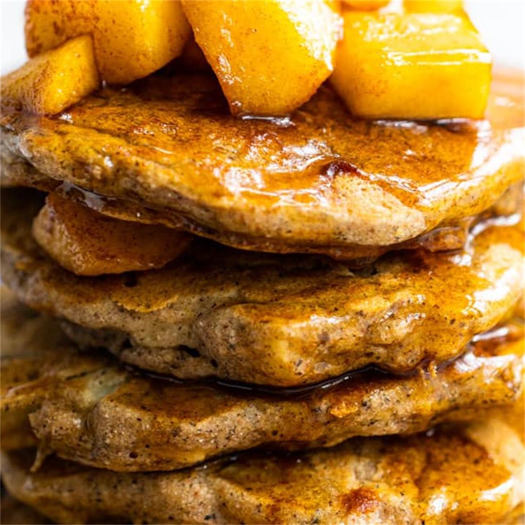 Apple Buckwheat Pancakes with Maple Apples!