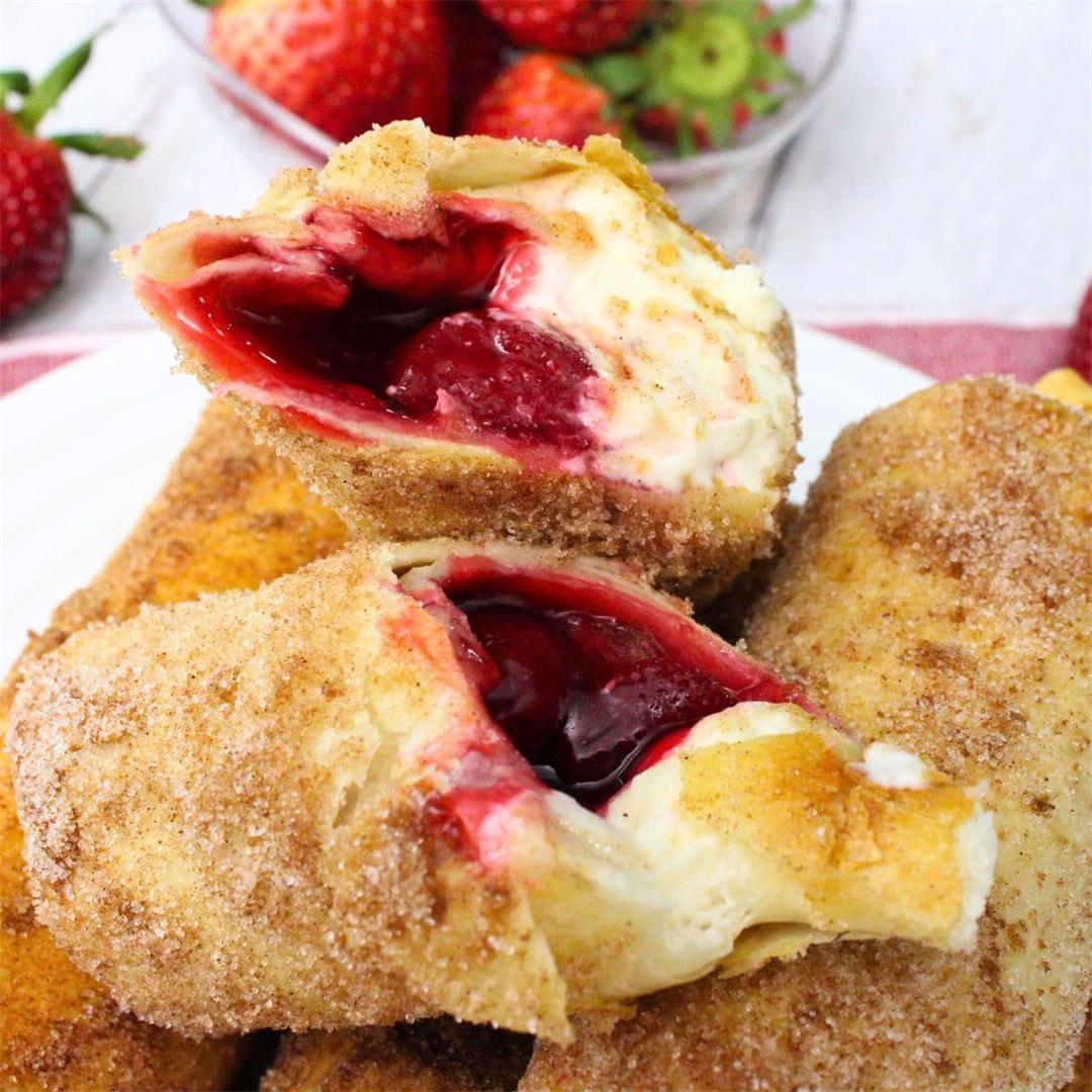 Air Fryer Cheesecake Chimichangas With Strawberry