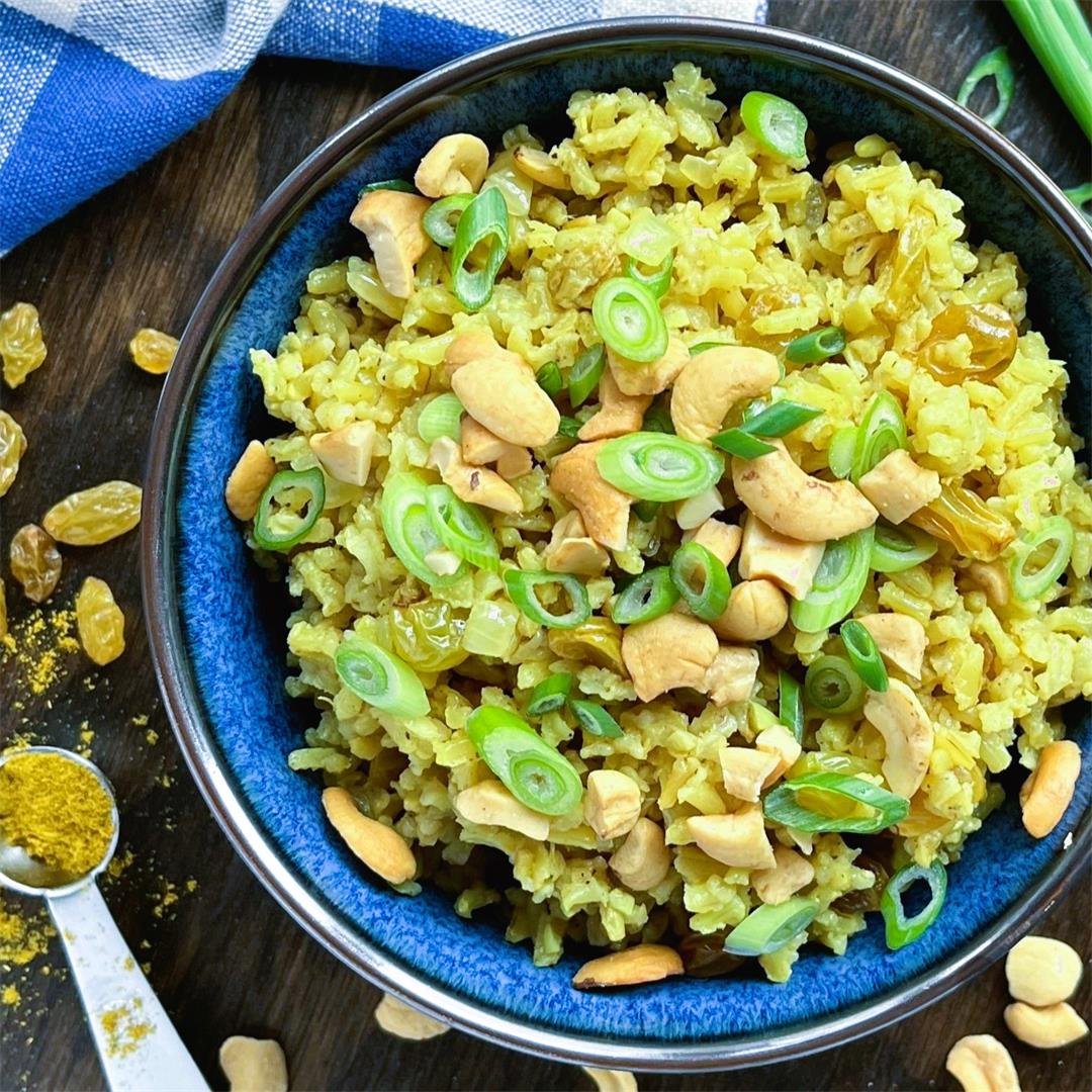 Curried Rice with Raisins and Cashews
