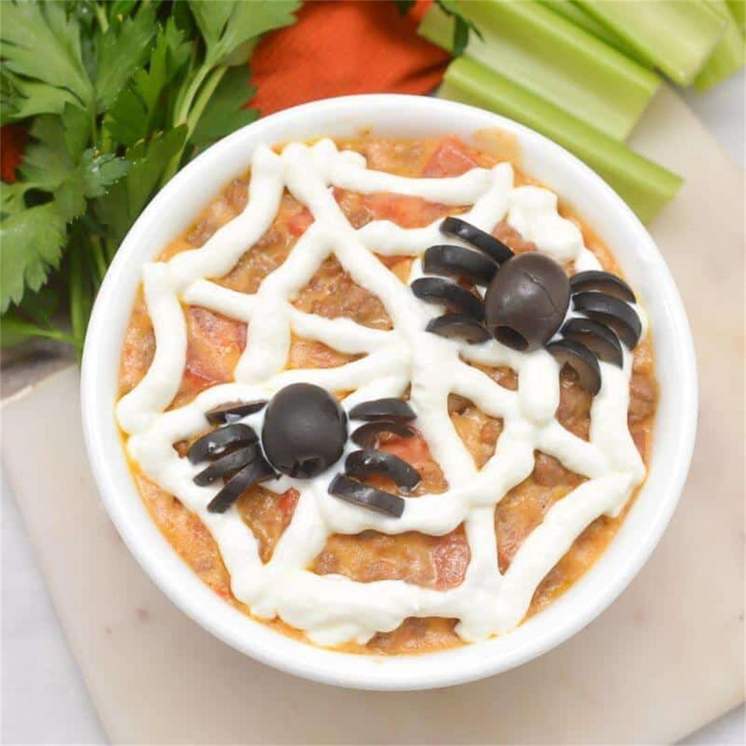 Beef Queso Dip with Optional Spider Web