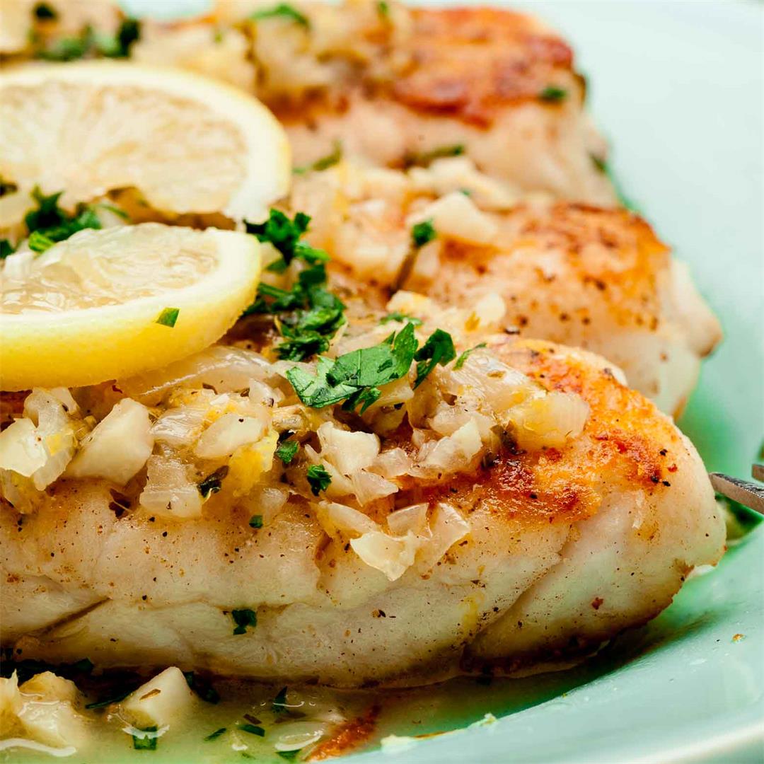 White Fish with Lemon Butter Sauce
