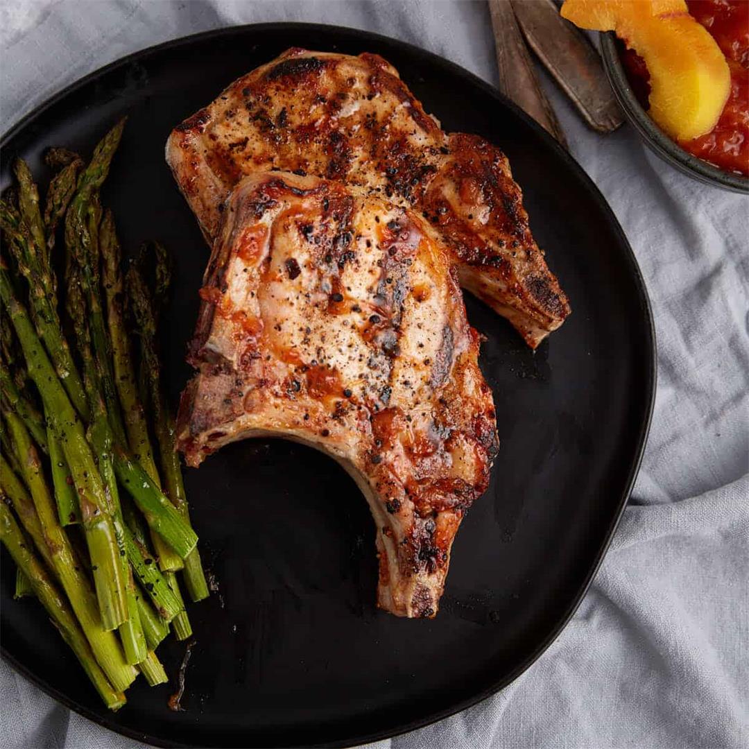 BBQ Pork Chops with Peach Barbecue Sauce