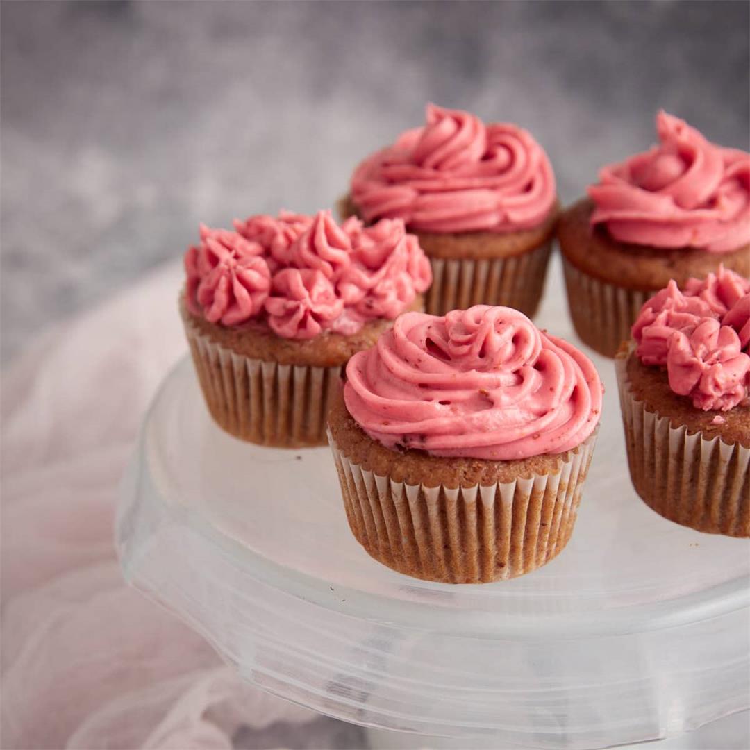 Strawberry Filled Cupcakes with Cream Cheese Frosting