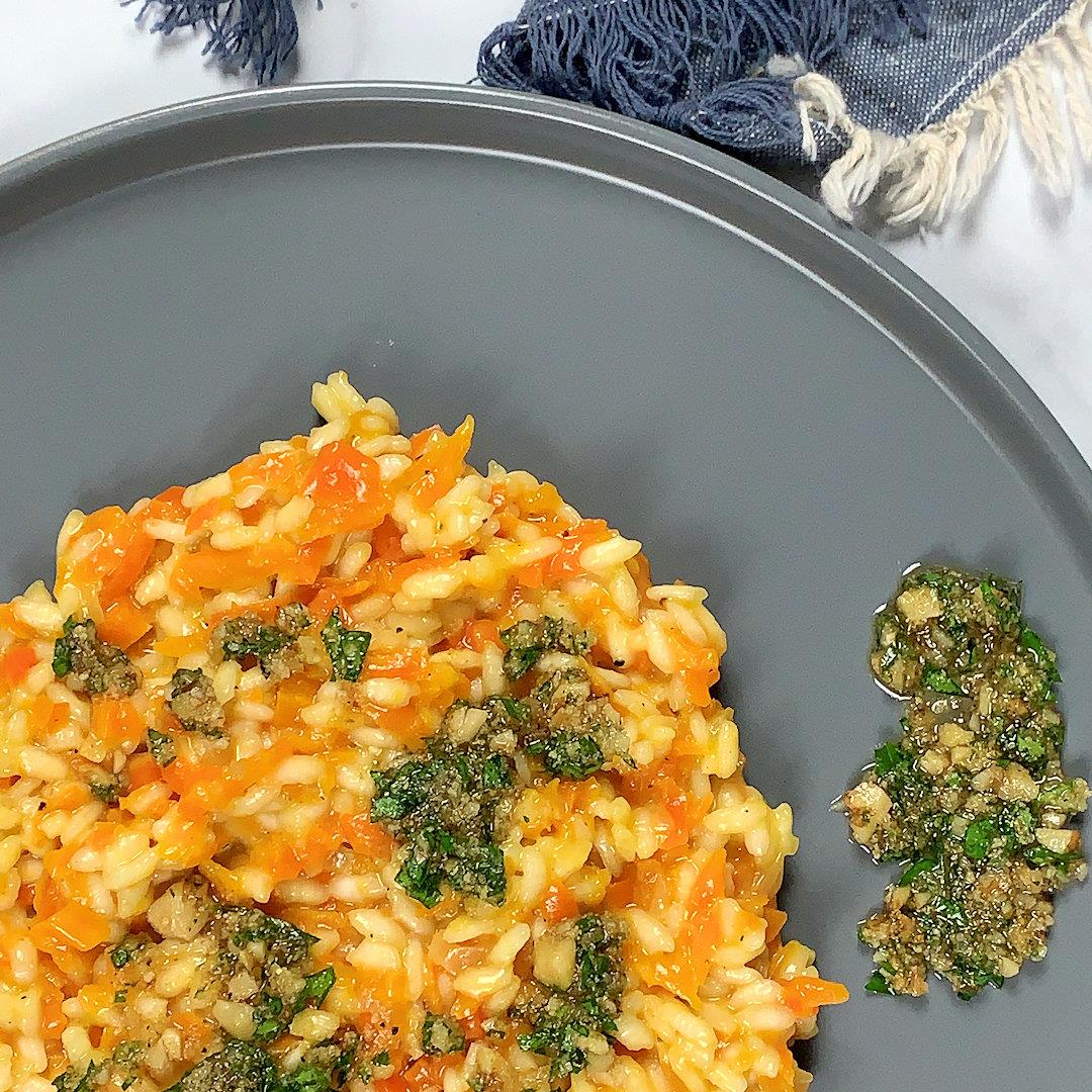 Carrot Risotto with Walnut Breadcrumb Gremolata – A Gourmet Foo