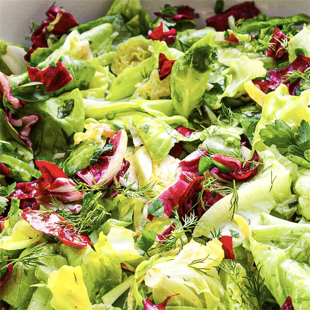 Radicchio and Brussel Sprout Winter Salad with a Lemon Dressing
