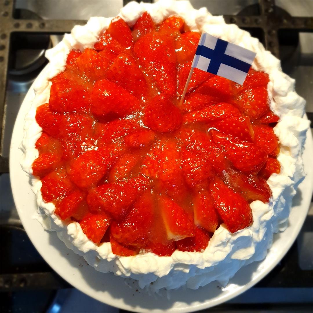 Finnish Cake, Traditional Strawberry and Cream Cake