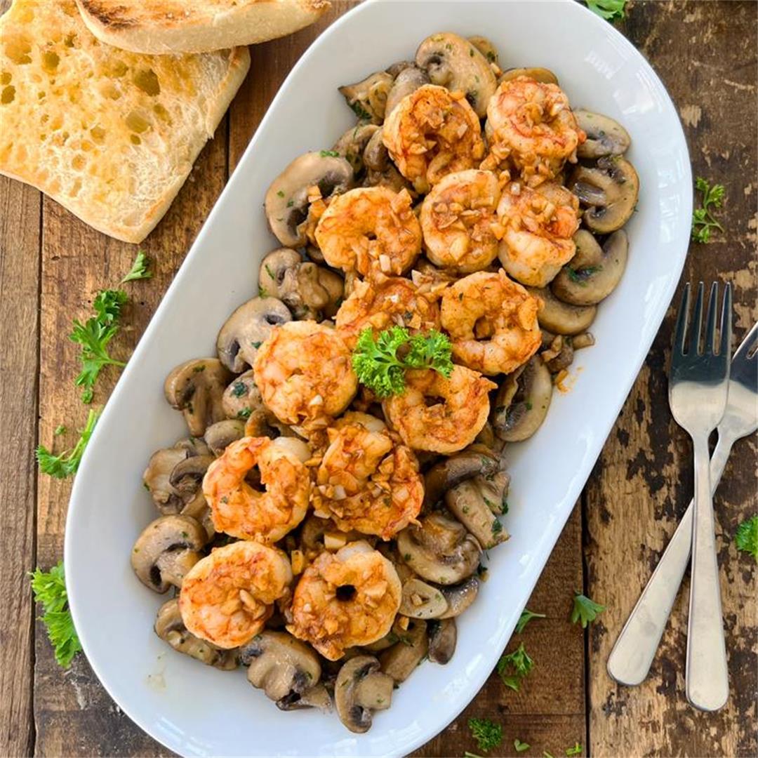 Garlic Shrimp with Mushrooms | CRAZY Delicious ONE-PAN Recipe