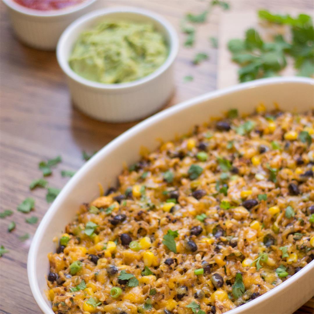 Mexican Chicken, Black Beans and Rice Casserole