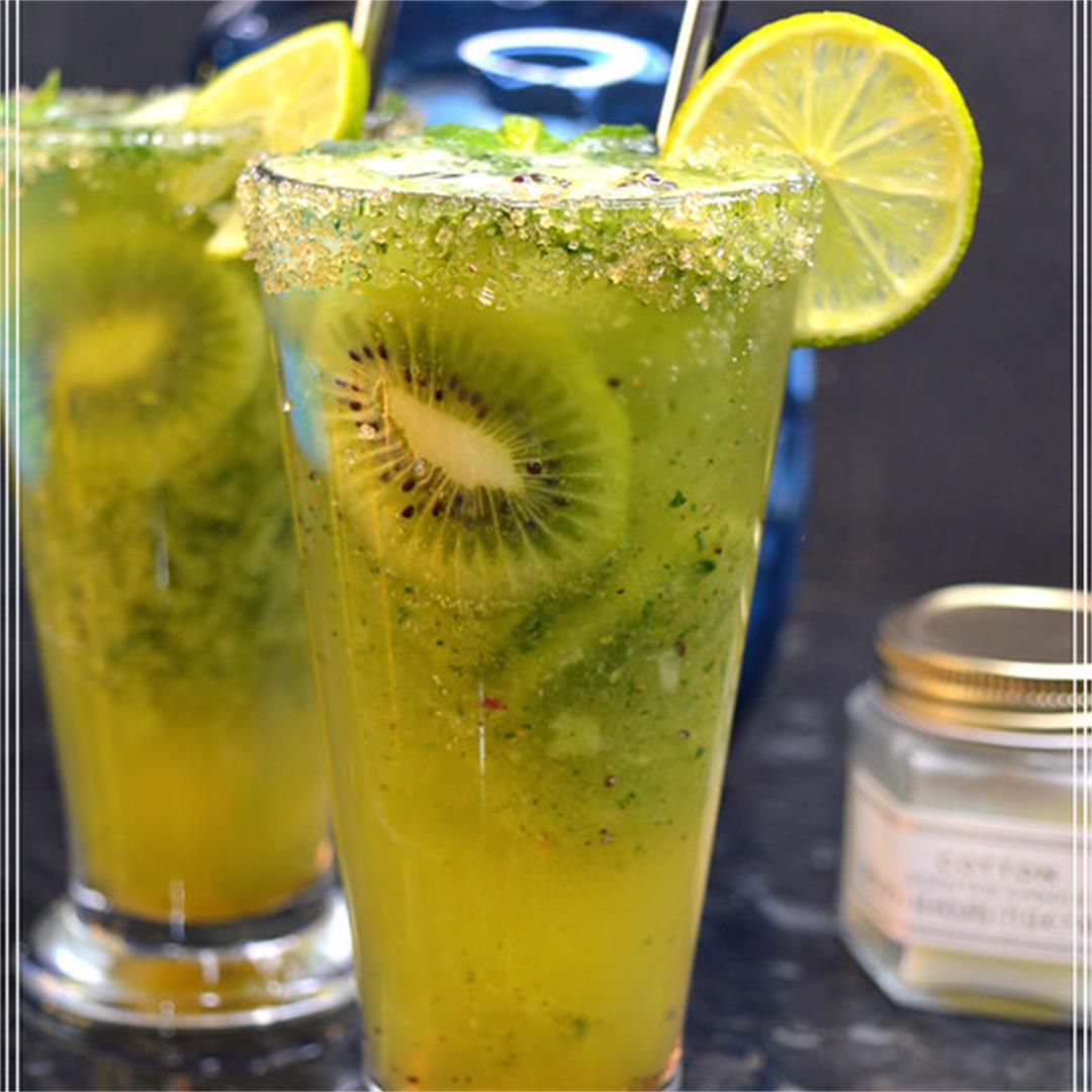 Homemade Refreshing Non-Alcoholic Drink - Kiwi Mocktail