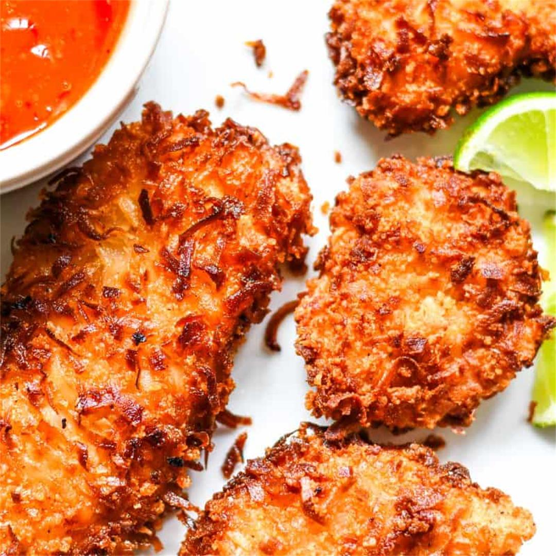 Crispy Coconut Crusted Fish with Easy Sweet Chili Sauce