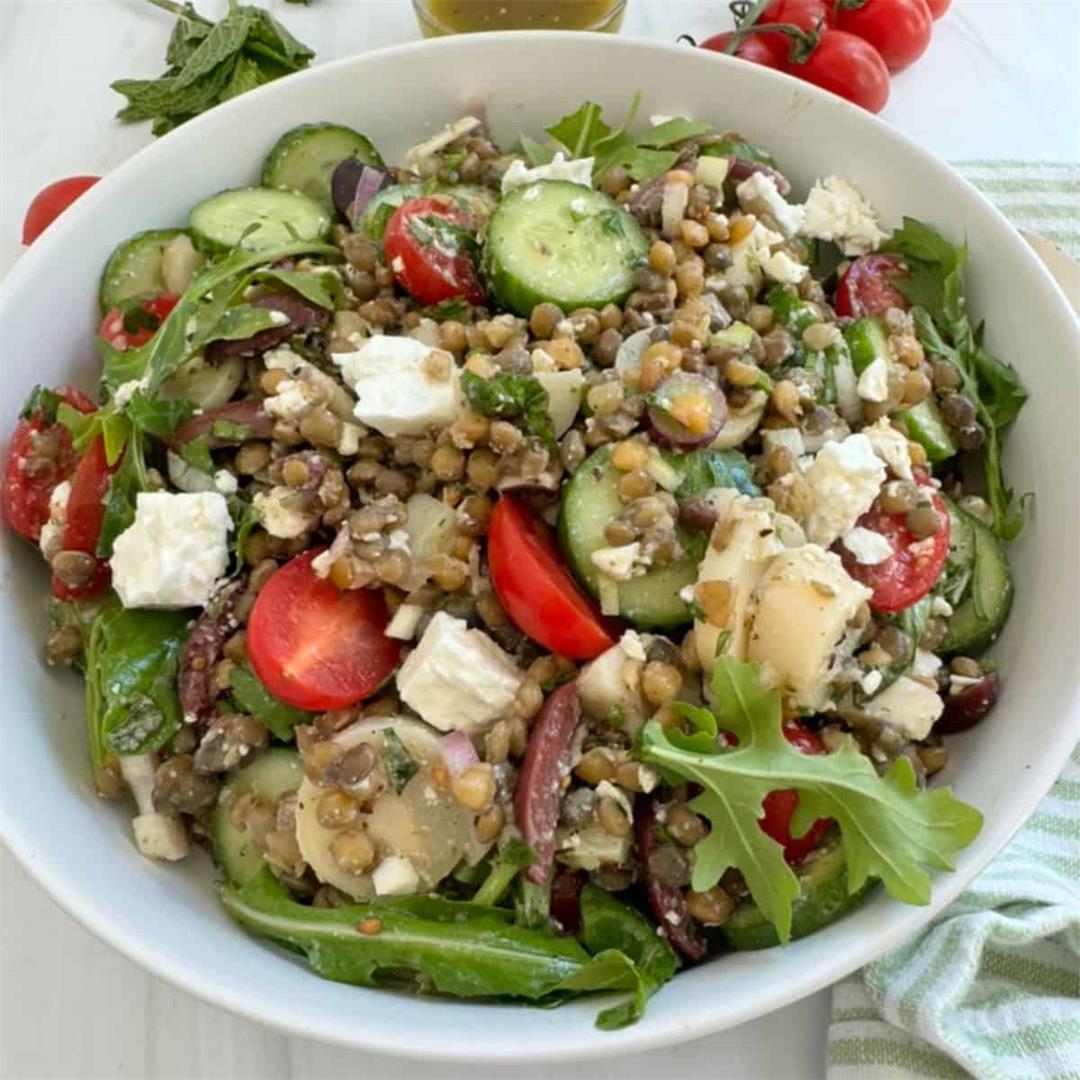 Easy Mediterranean Lentil Salad Recipe With Feta And Olives