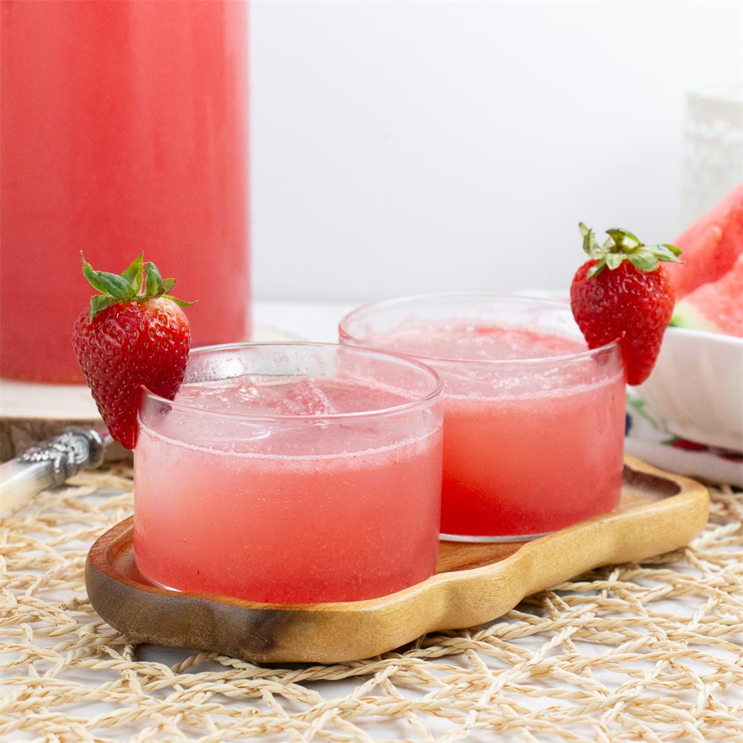 Fizzy Strawberry and Watermelon Juice • Little Nomads Recipes