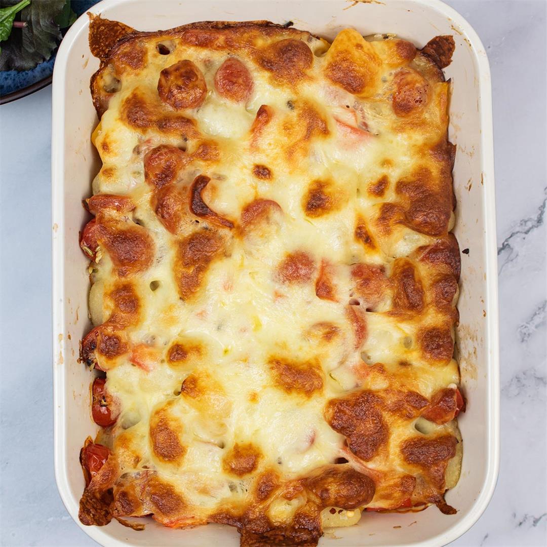 Baked Gnocchi with Tomatoes and Mozzarella