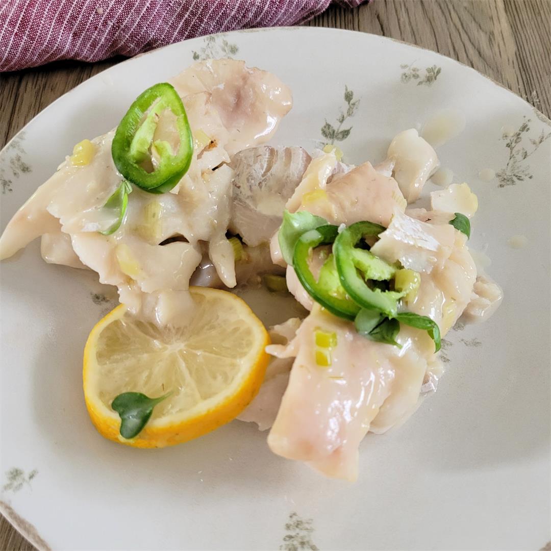 Poached cod in coconut and ginger sauce