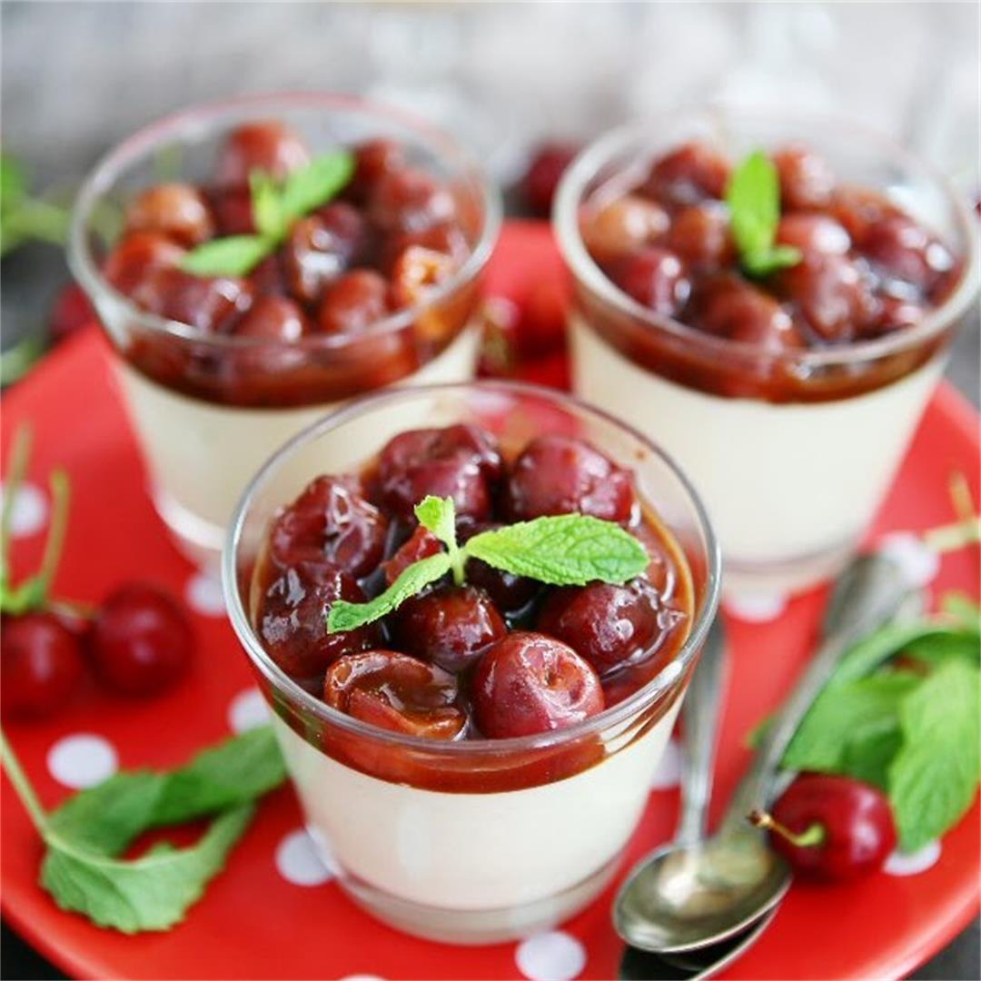 Marzipan Mousse with Cinnamon Cherries