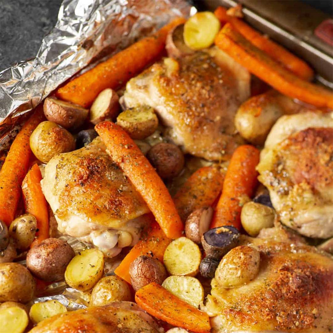 Sheet Pan Chicken and Potatoes with Carrots