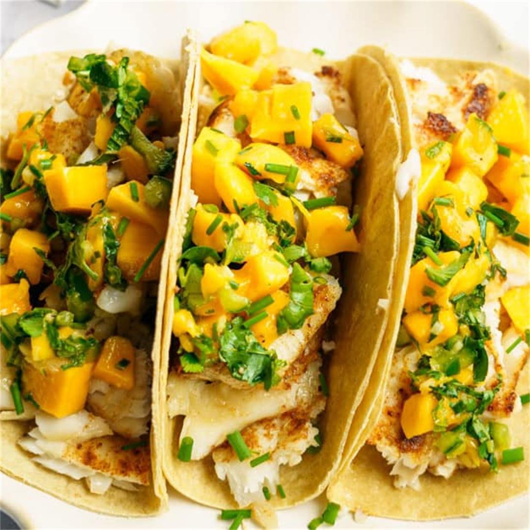 White Fish Tacos With Mango Mint Salsa