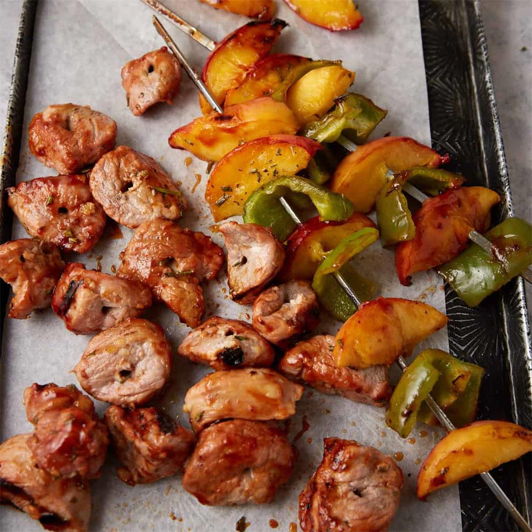 Grilled Pork Kabobs with Fresh Peaches