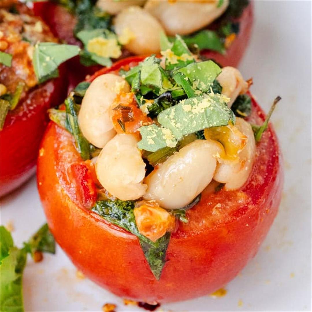 White Bean Stuffed Tomatoes With Spinach