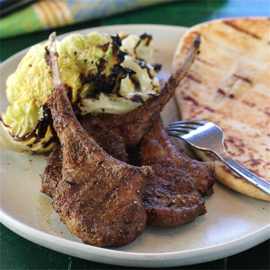 Grilled lamb-spiced lamb rib chops