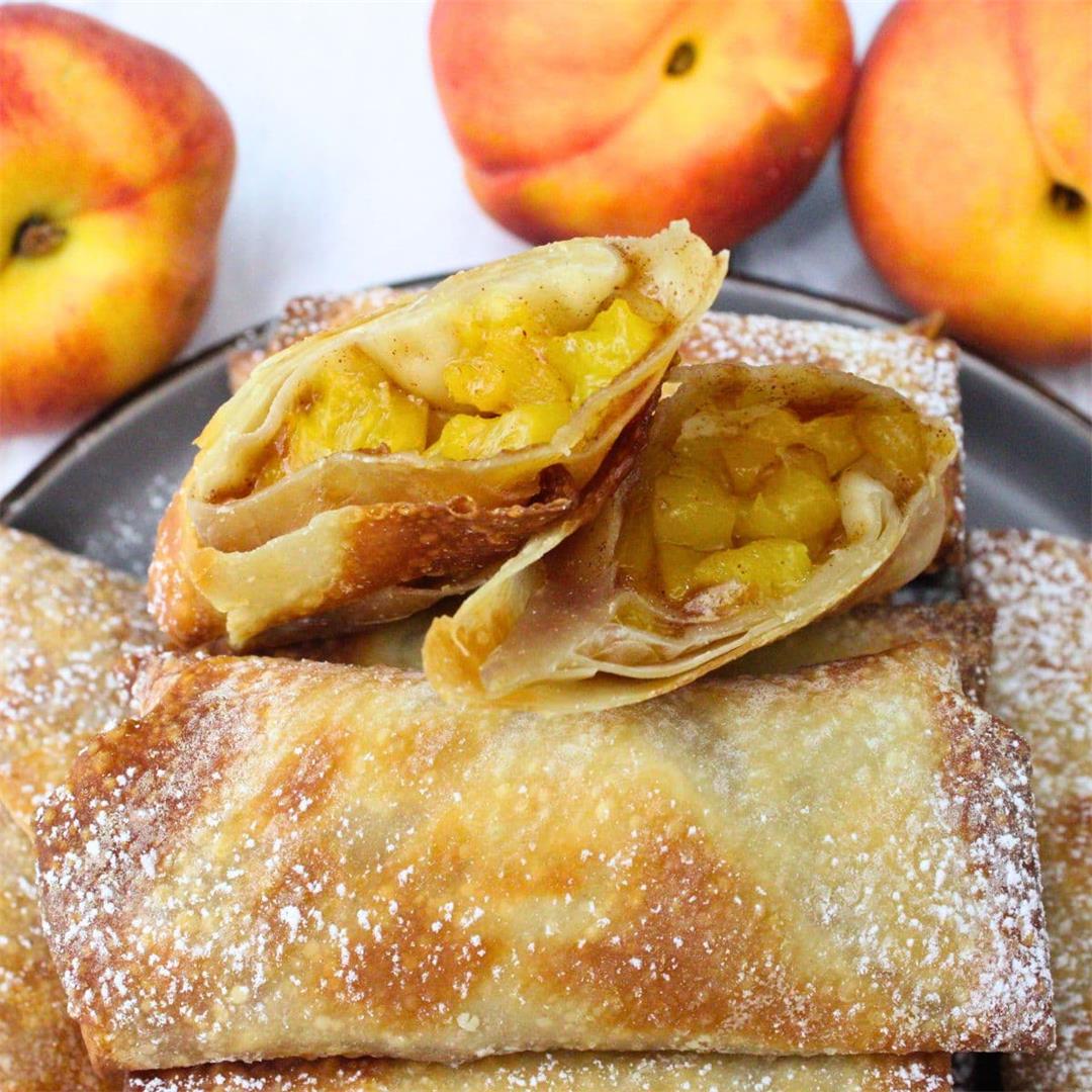 Air Fryer Peach Cobbler Egg Rolls