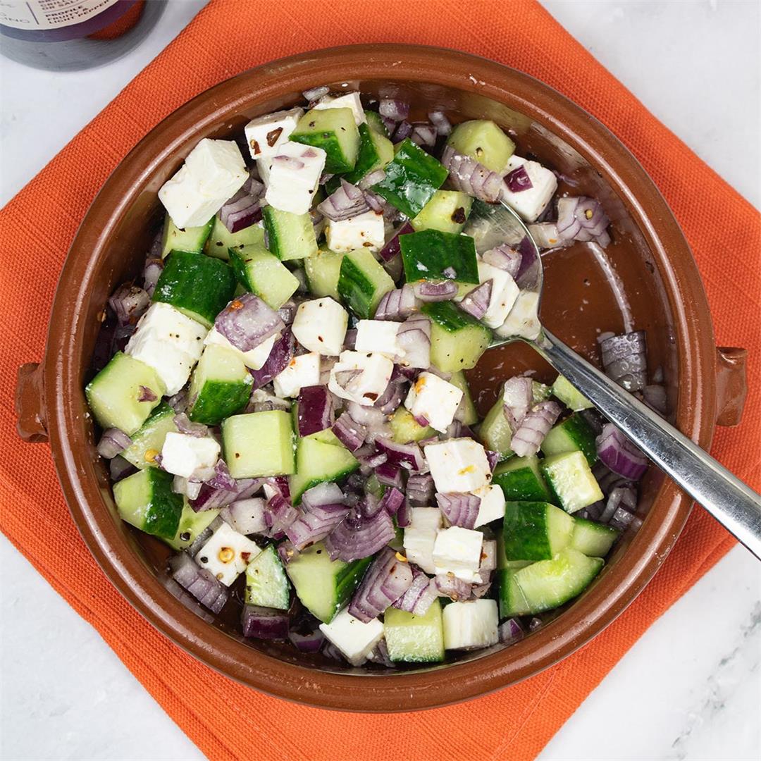 Cucumber, Red Onion and Feta Salad