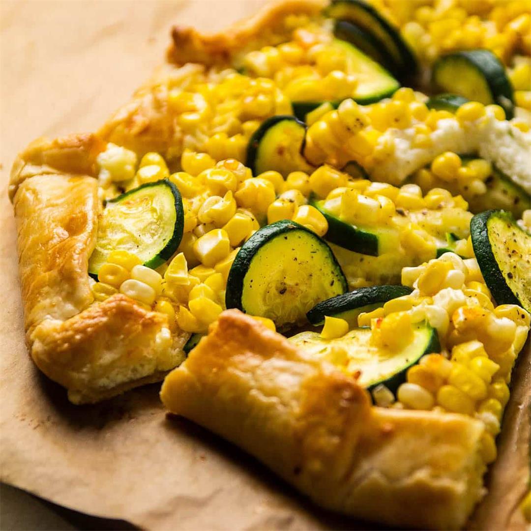 Corn and Zucchini Galette with Whipped Feta