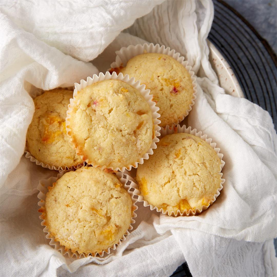 Soft and Sweet Peach Cornmeal Muffins