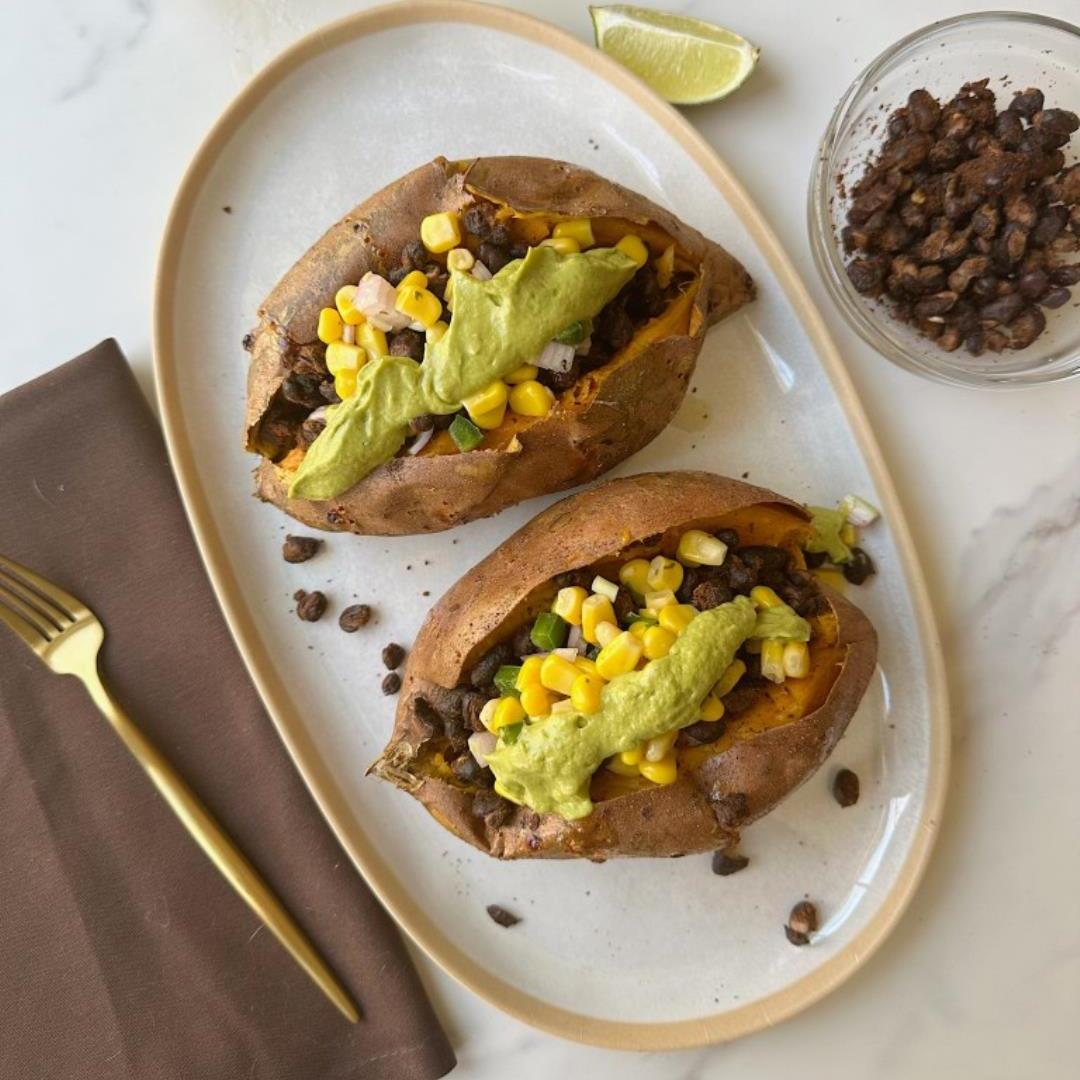 Easy Vegan Loaded Sweet Potatoes