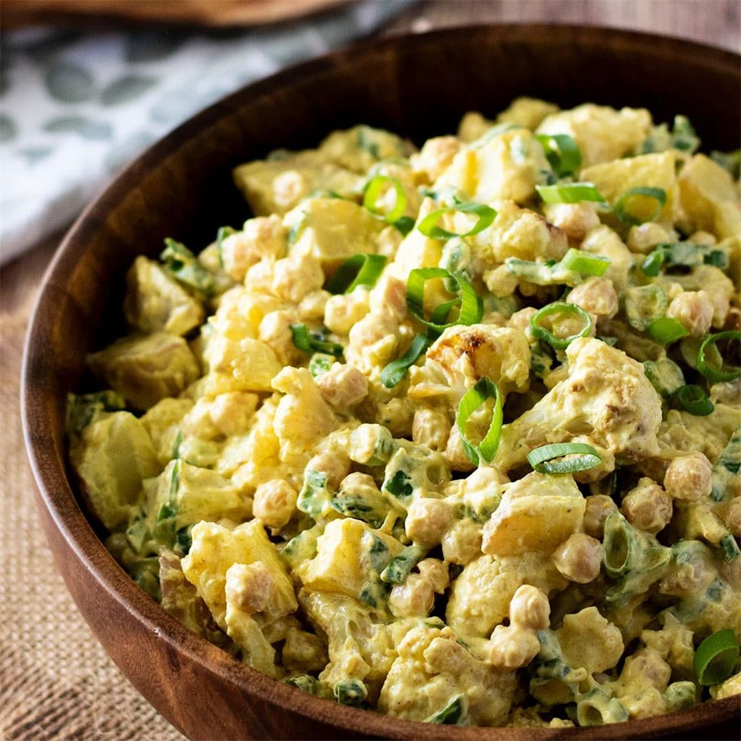 Easy Curry Cauliflower Potato Salad with Greek Yoghurt