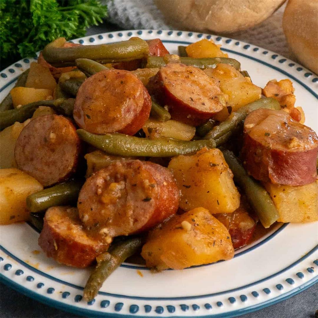 Crock Pot Sausage Potatoes and Green Beans