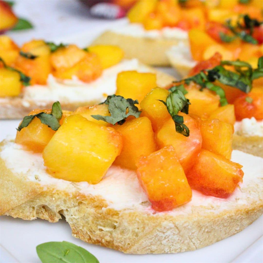 Peach Bruschetta With Goat Cheese