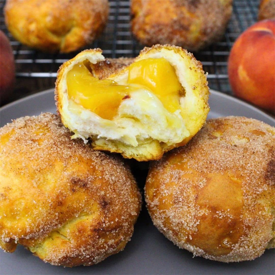 Air Fryer Peach Pie Biscuit Bombs