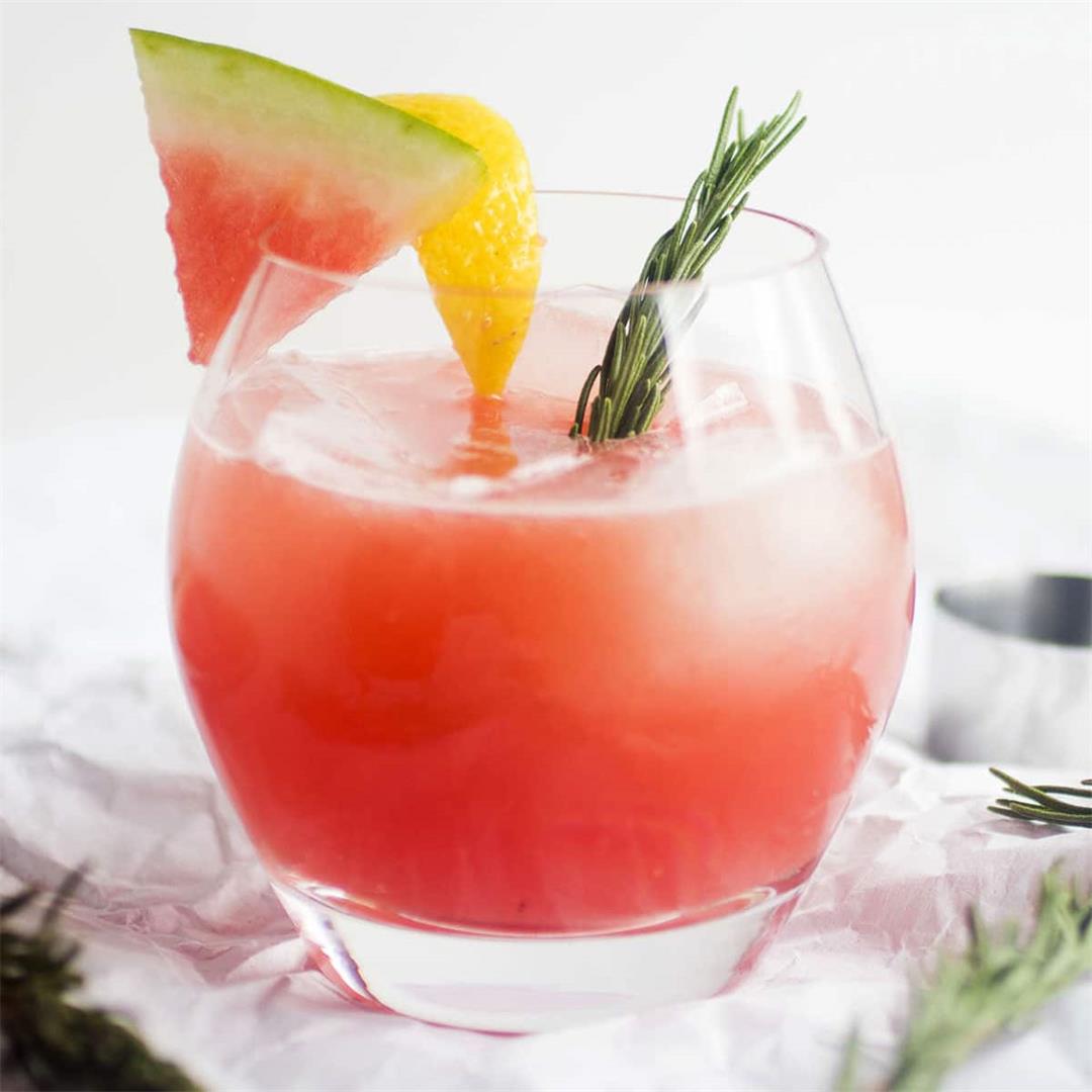 Watermelon Cocktails with Lemon and Rosemary